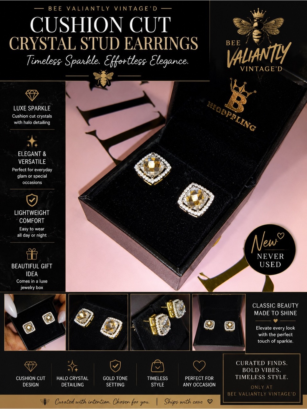 Luxe Moissanite Stud Earrings Gold Over Sterling Silver